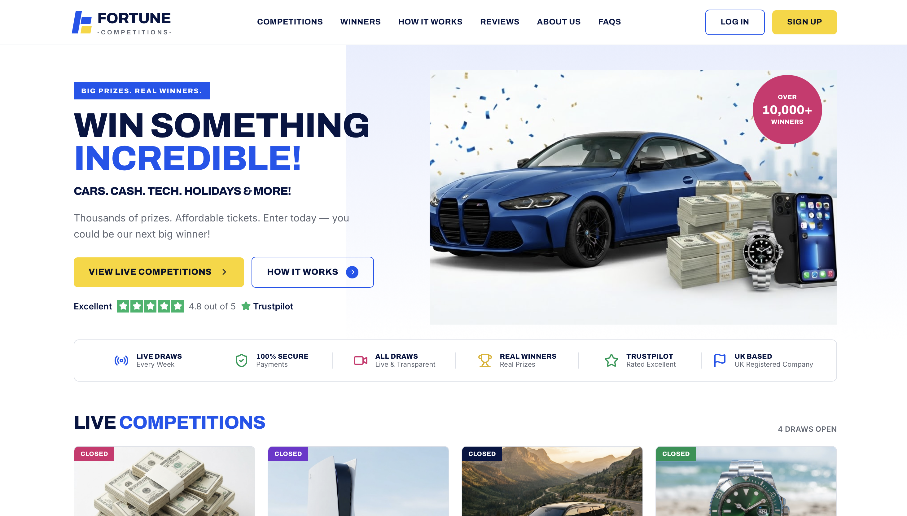 Preview of the Fortune Competitions website