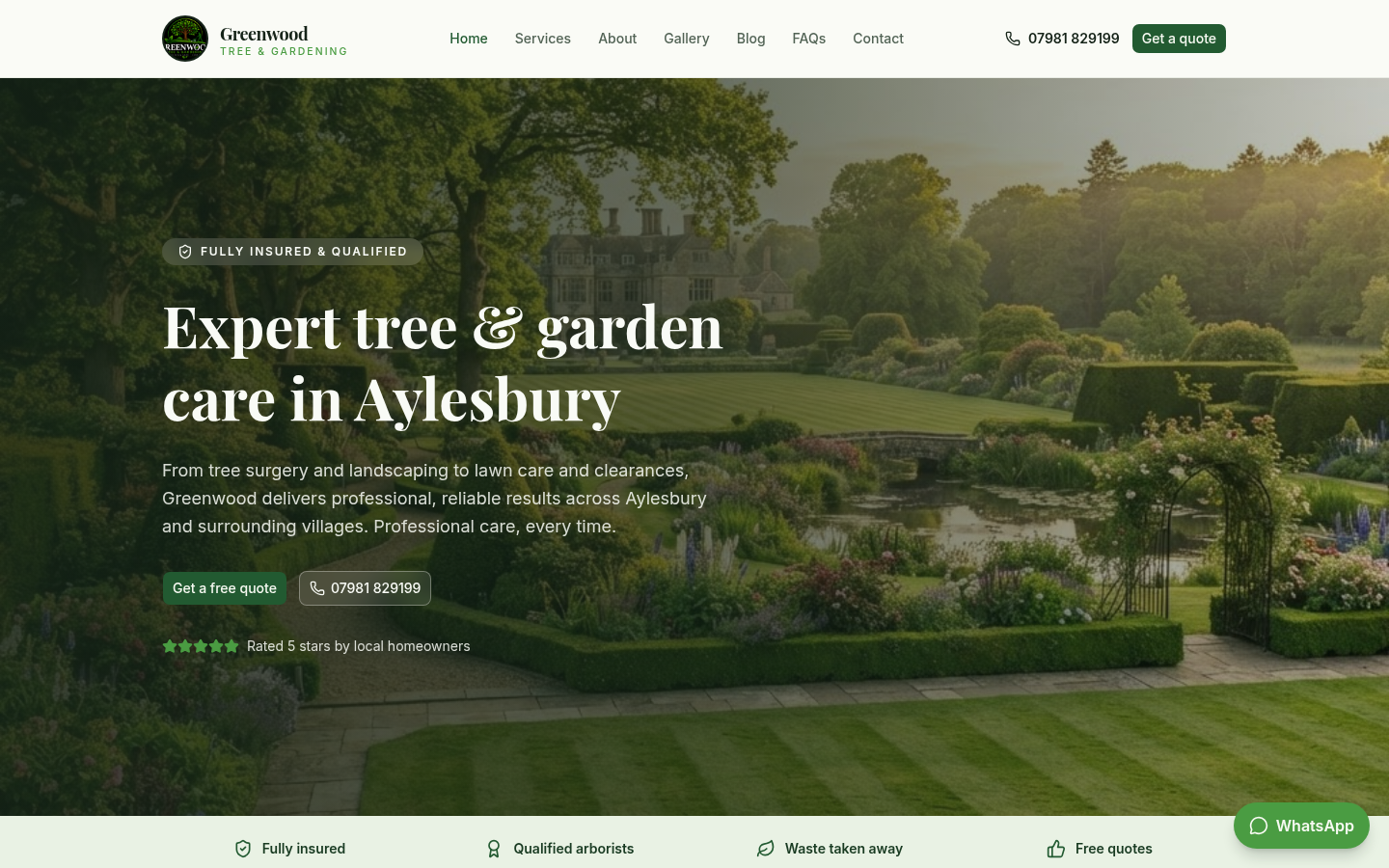 Preview of the Greenwood Tree & Gardening website