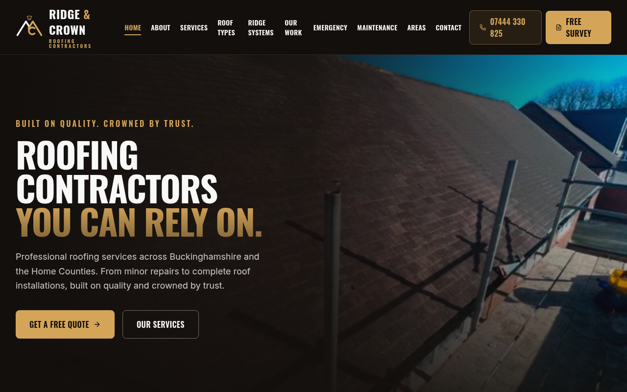 Preview of the Ridge & Crown Roofing website